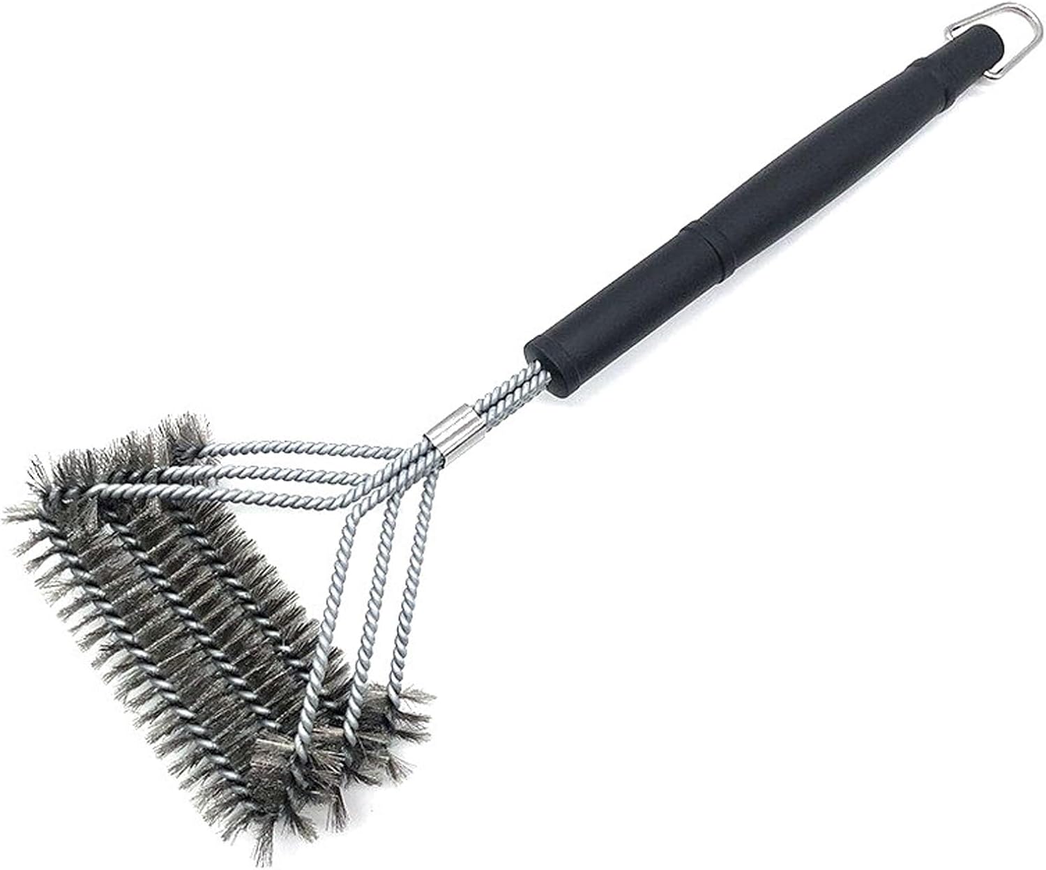 Szczotka do czyszczenia grilla z 3 rzędami spiralnych metalowych włosi, odpowiednia do grilli gazowych, węglowych i elektrycznych
