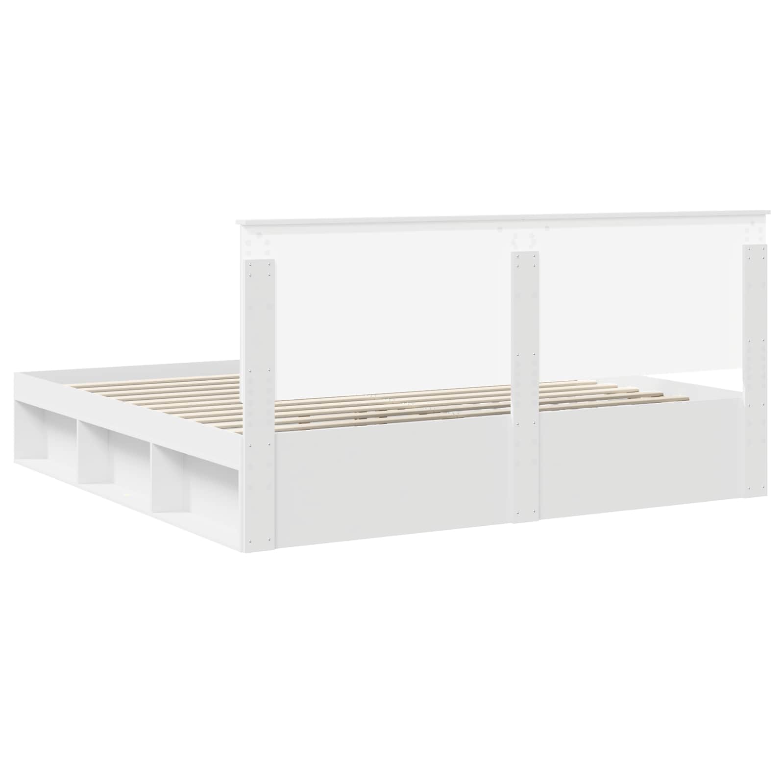 Cadre de lit blanc en bois de pin massif pour la chambre, 200 × 200 cm - 9