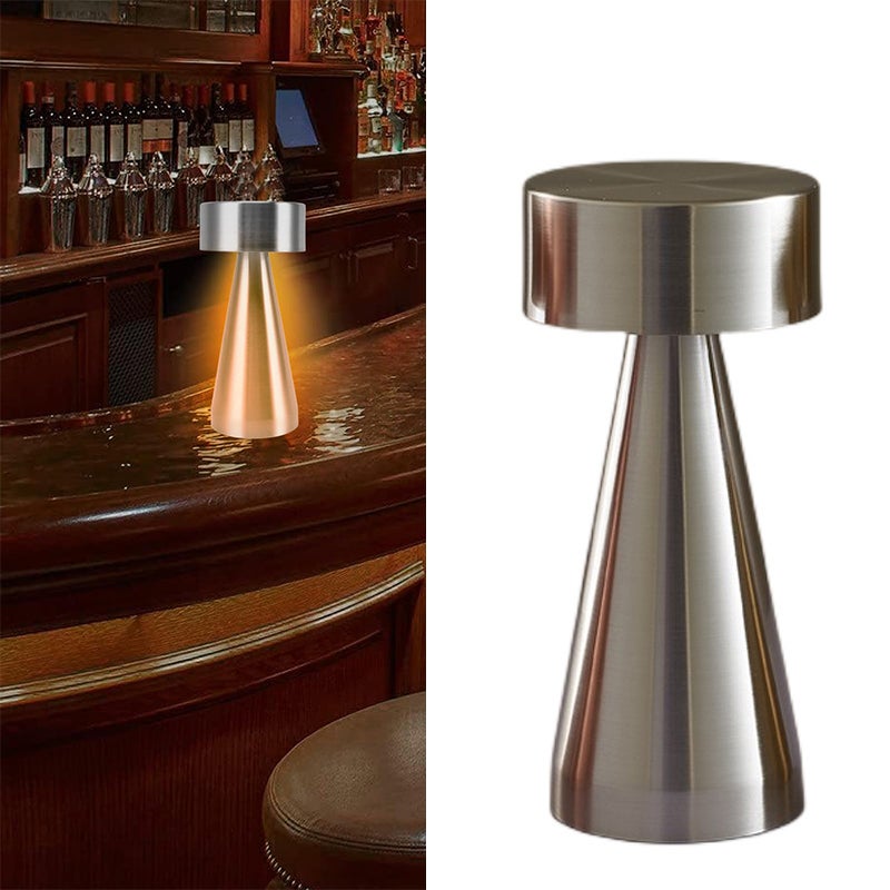 Lampa stołowa barowa LED, lampa stołowa do jadalni, dekoracyjna lampa stołowa do kawiarni, srebrna, dotykowa, trzy kolory + płynne ściemnianie