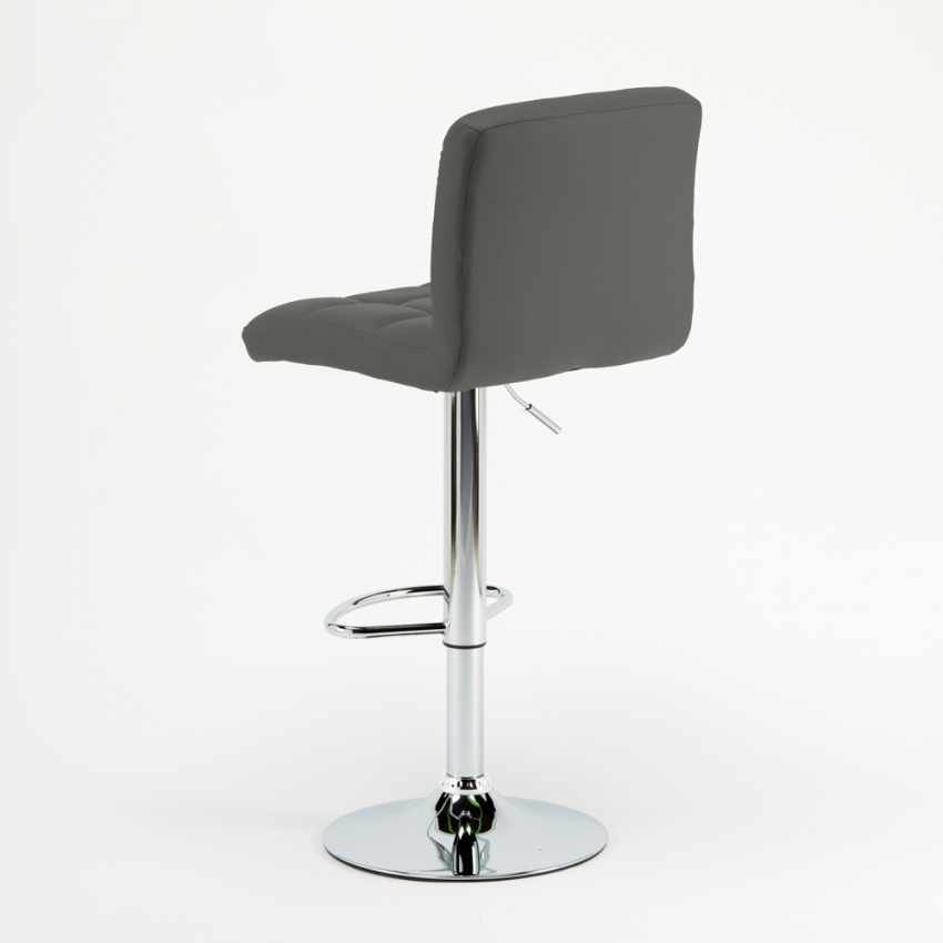 Sgabello da Bar e Cucina Fisso Girevole regolabile con Schienale e Poggiapiedi Atlanta - Grigio - 4