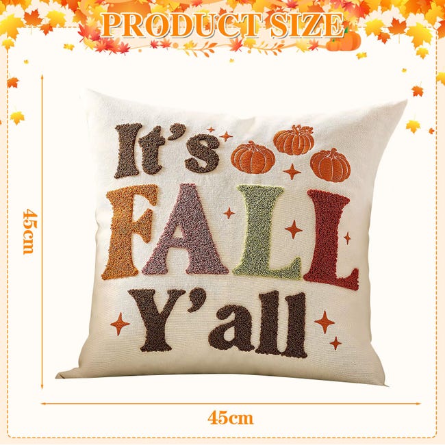 Set Di 2 Federe Per Cuscini Autunnali 50x50 Cm - Motivo Zucca E Fiori Arancioni Per Divano E Letto