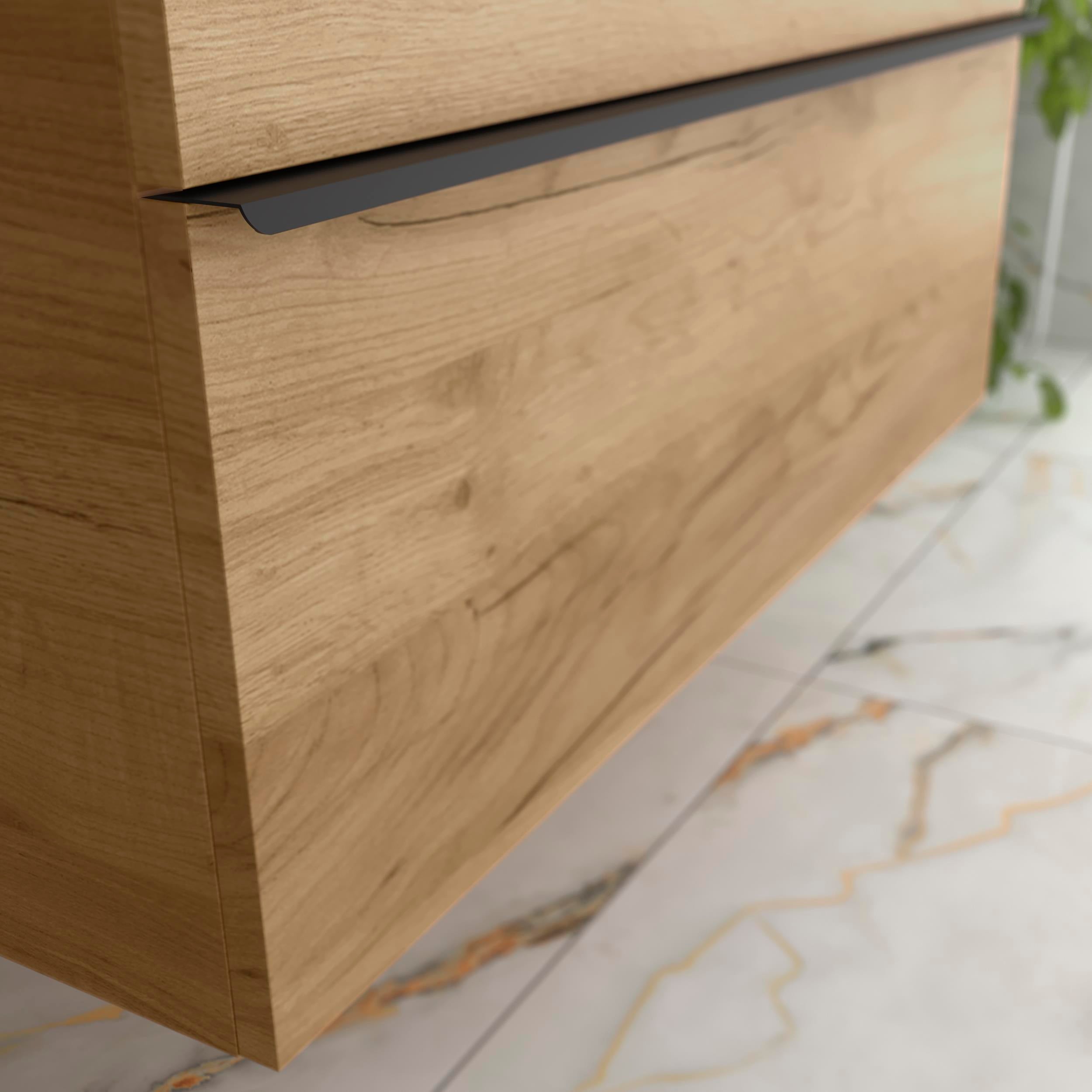 Meuble de salle de bain NABUA 100cm Chêne | Vasque Porcelaine - 4