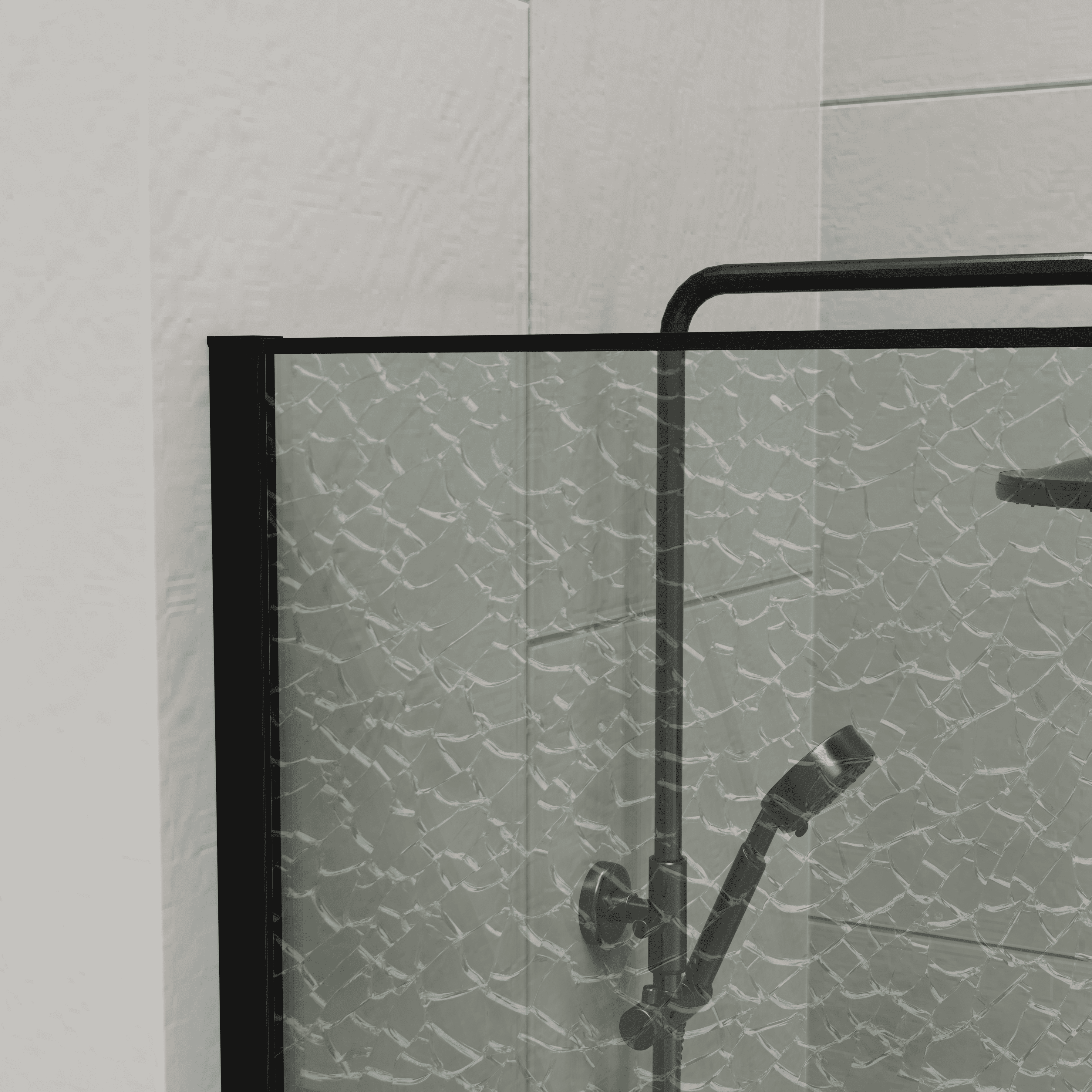 Mampara de Ducha Fija 110x200 cm Negro Cristal Templado 12 mm Efecto Roto con Antical – Mampara Exclusiva - 4