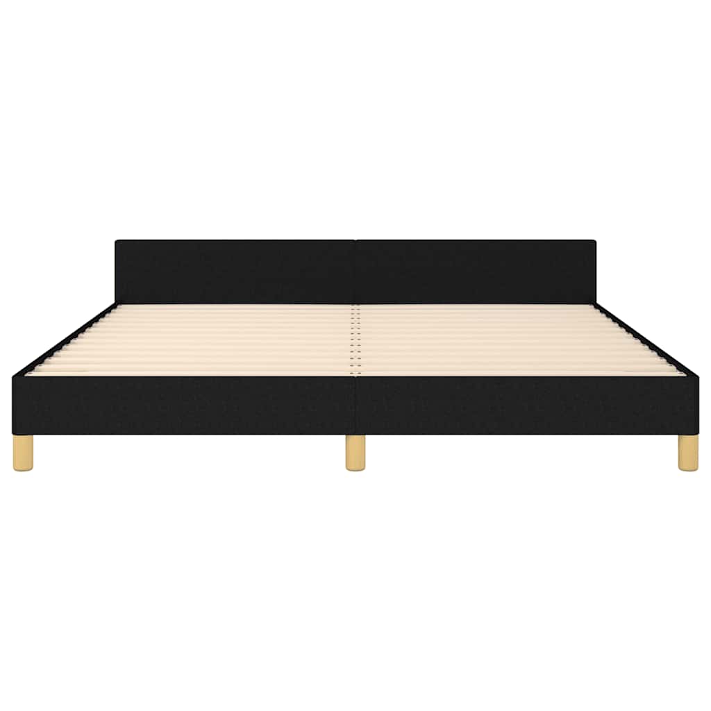 Cadre de lit sans matelas noir tissu - 6