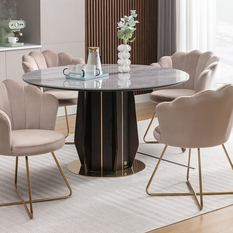 Krzesło FIORI – welur i metal – kolor beżowy