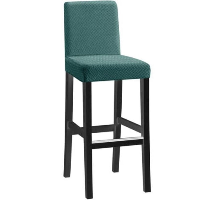 1 długi pokrowiec na krzesło w kratkę żakardowy z krótkim oparciem - ciemnozielony, jednoczęściowy pokrowiec elastyczny, nowoczesny i trwały