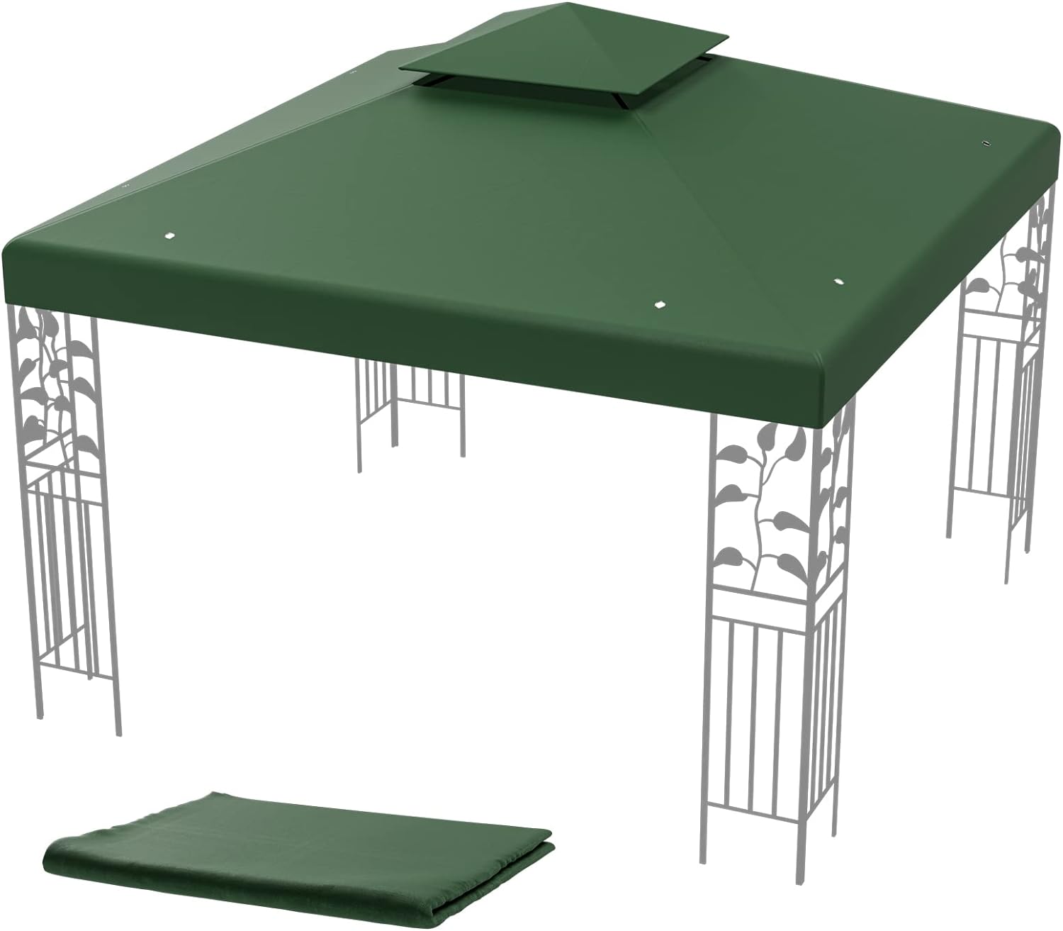 Dach zapasowy do pawilonu, 3 x 3 m, pokrycie zapasowe z dachem kominkowym i zapięciami na rzepy (zielony)