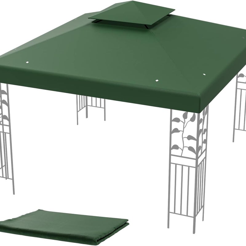 Dach zapasowy do pawilonu, 3 x 3 m, pokrycie zapasowe z dachem kominkowym i zapięciami na rzepy (zielony)