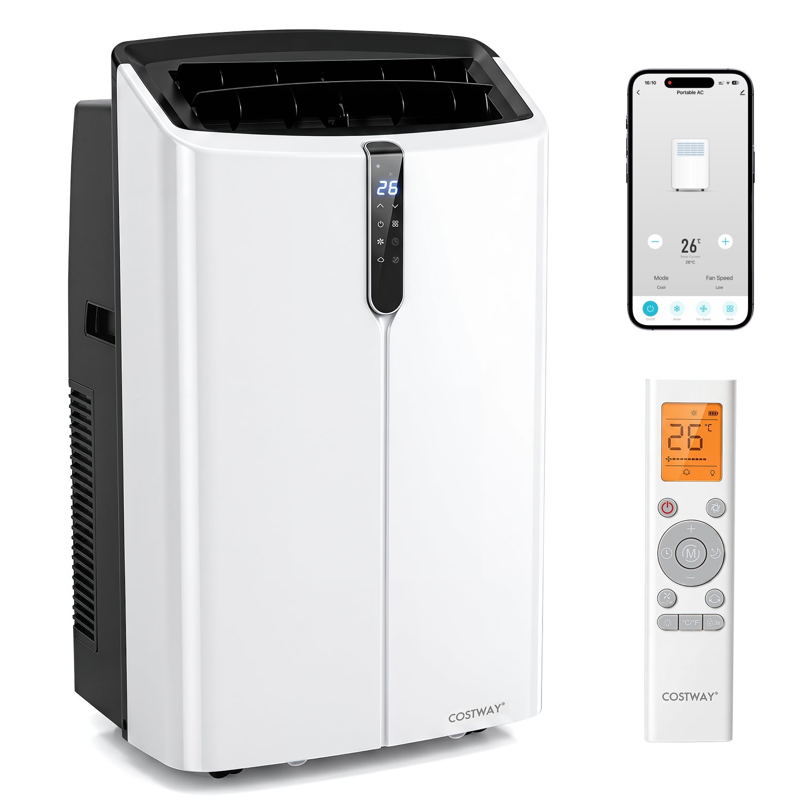 Climatiseur Mobile Silencieux 14000BTU, 5 en 1 Climatiseur Portable, Refroidissement, Déshumidification, Ventilation, Mode Sommeil, 70 m² - 5