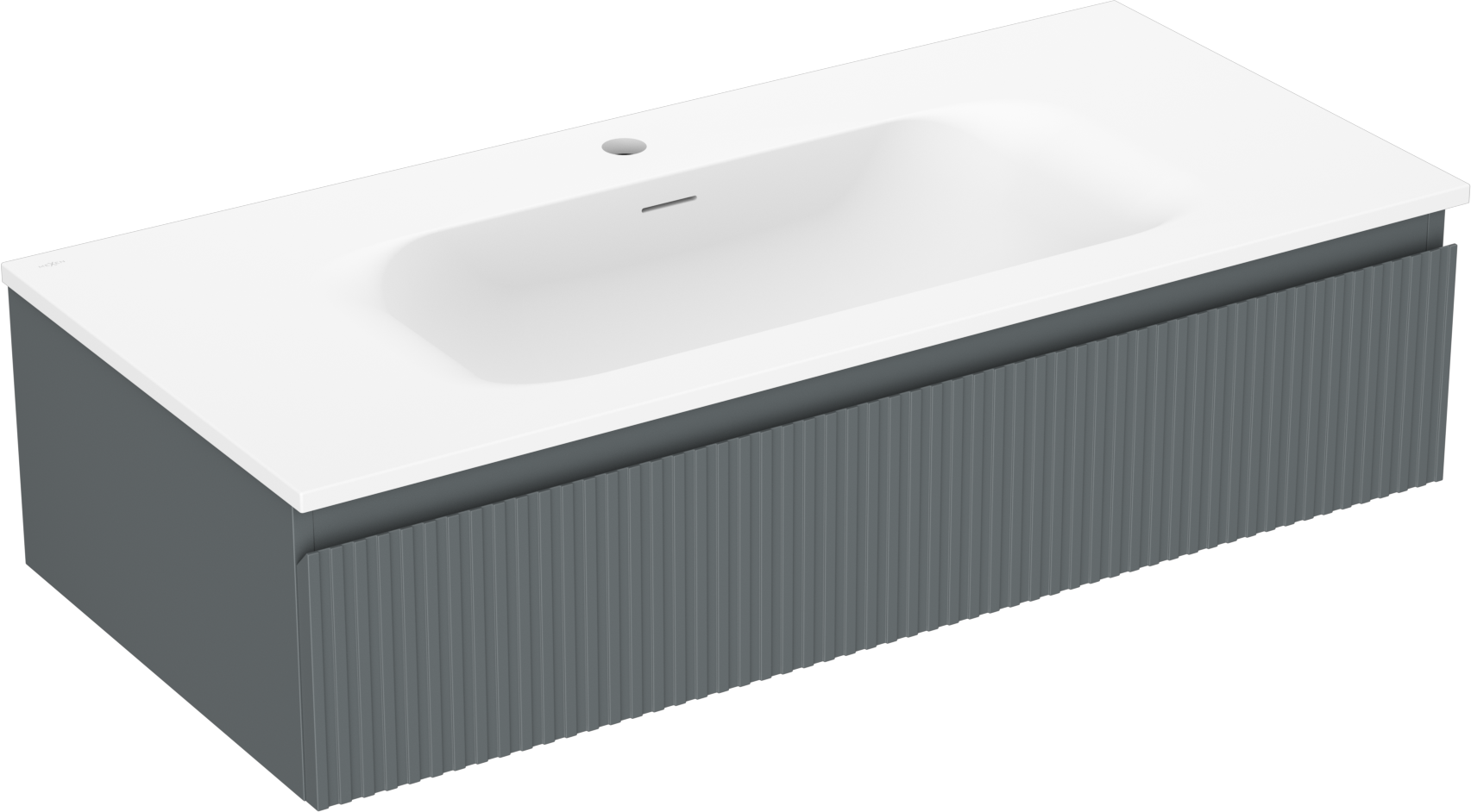 Mexen Rivel szafka łazienkowa 100 cm z umywalką Vela, 1 szuflada, ryflowana , grafit mat/biała mat - 91A20-10023-1-BF66-W23M01