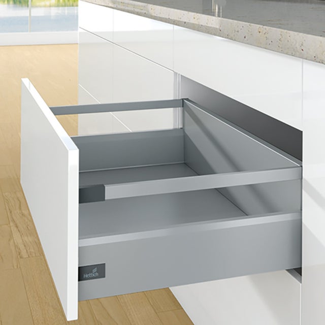 Tiroir casserolier en kit - hauteur 126 mm (218 mm avec bandeaux) - arcitech - Décor : Blanc - Longueur : 270 mm -HETTICH