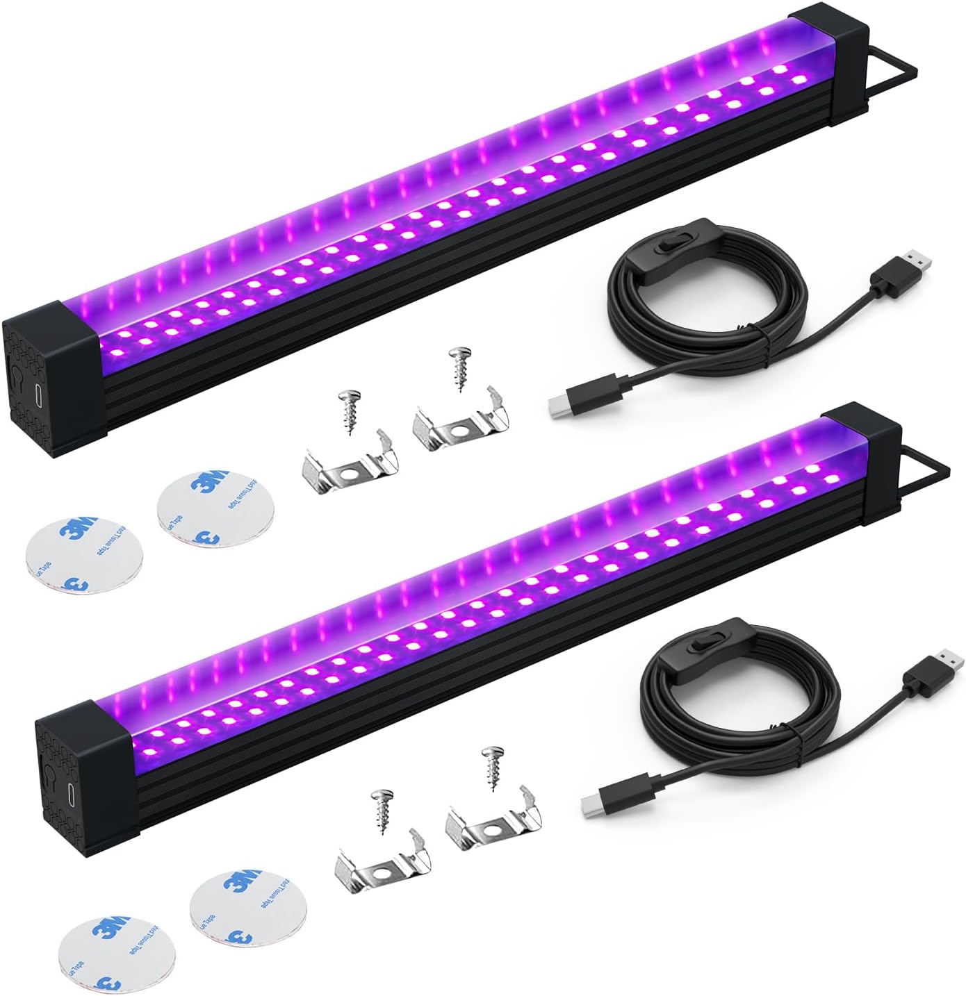 Zestaw 2 reflektorów LED 10W - Czarne światło UV 395nm, idealne do dekoracji na Halloween, sceny i imprez tematycznych
