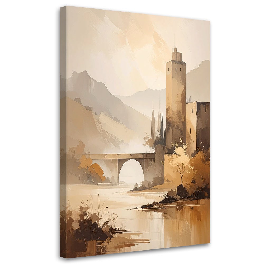 Obraz do salonu sypialni, Pastelowy Pejzaż Gór Architektura Rustykalny Krajobraz Natura 40x60