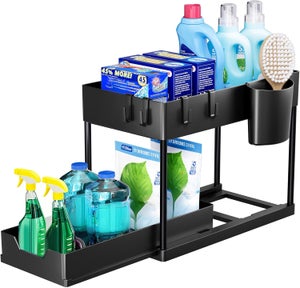 Organisateur Coulissant Sous évier - étagères Amovibles Sans Outil, Rangement Cuisine/salle De Bain