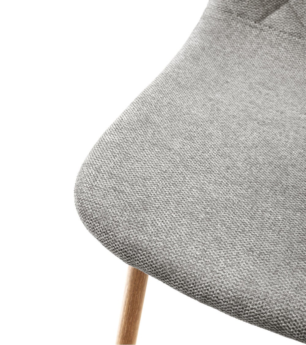 Pack de 4 sillas SUIZ sillas de comedor tapizadas en tela gris y patas roble - 7
