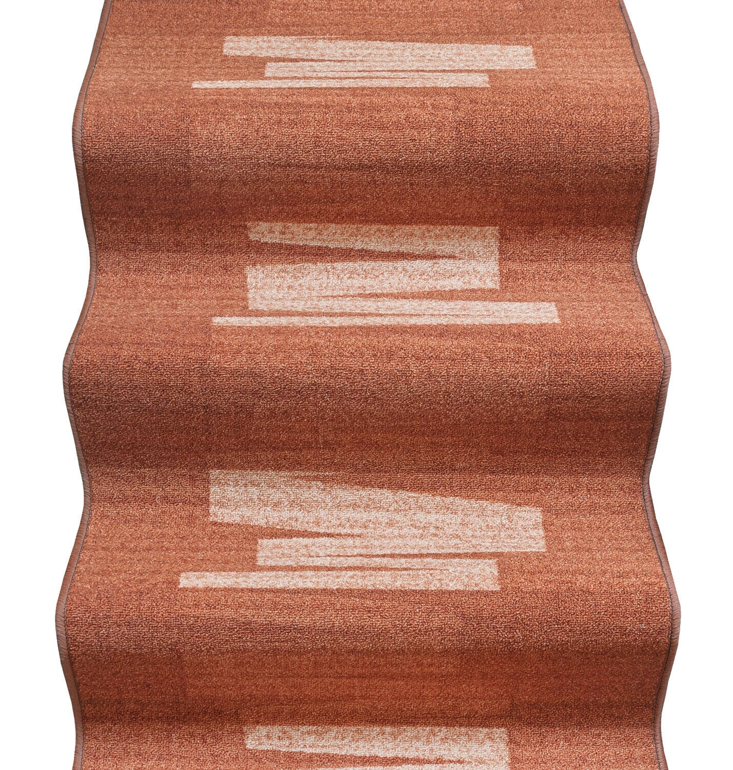 Camino de escalera 67x450 cm alfombra bordeado corredor entrada pasillo cocina peldaños zig zag naranja