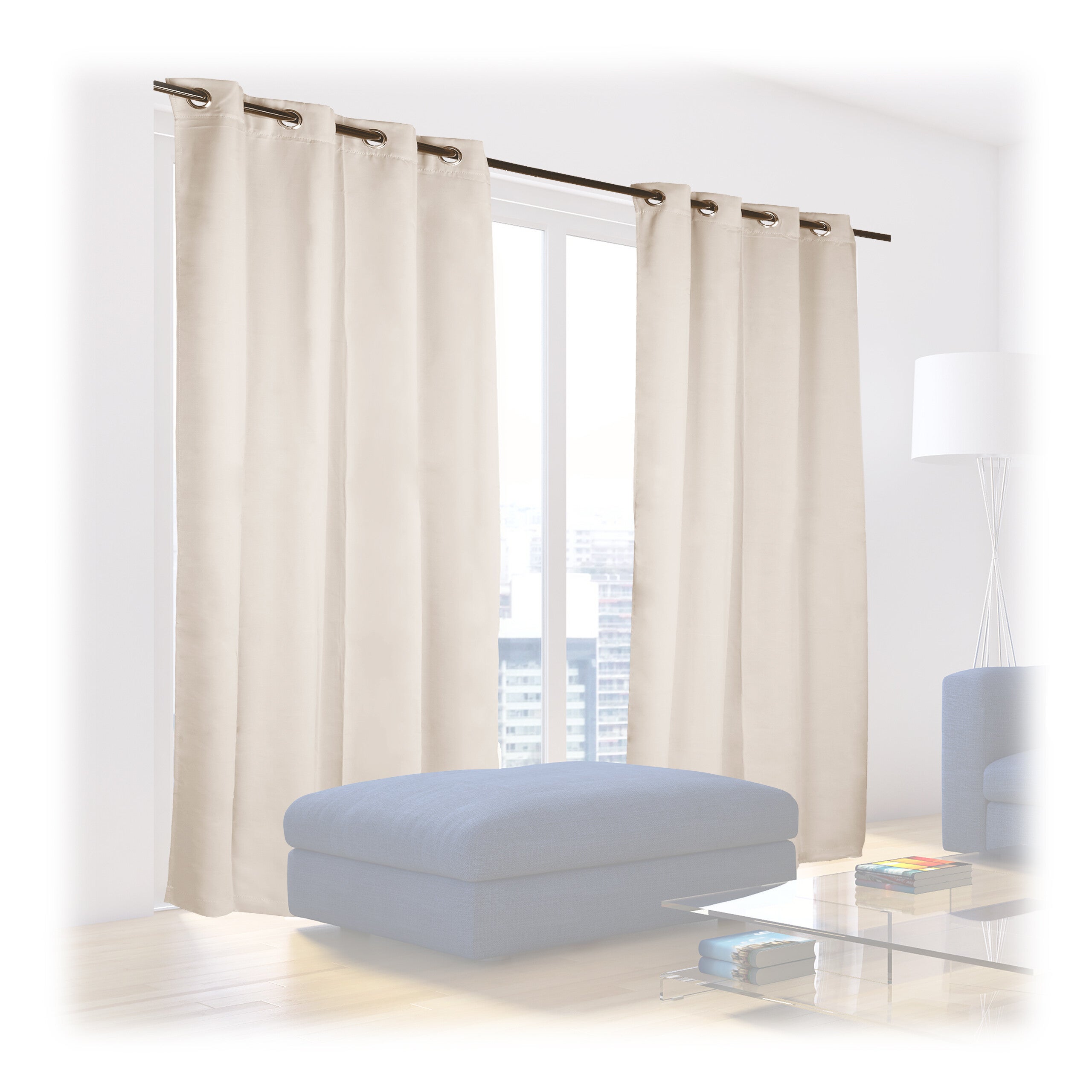 Relaxdays cortinas opacas con ojales, pack de 2, modernas, dormitorio salón o despacho, poliéster, 245 x 135 cm, arena