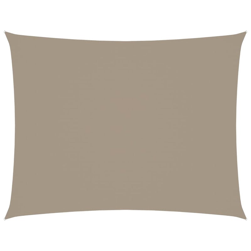 Prostokątny żagiel przeciwsłoneczny z tkaniny Oxford w kolorze taupe, wodoodporny i odporny na promieniowanie UV