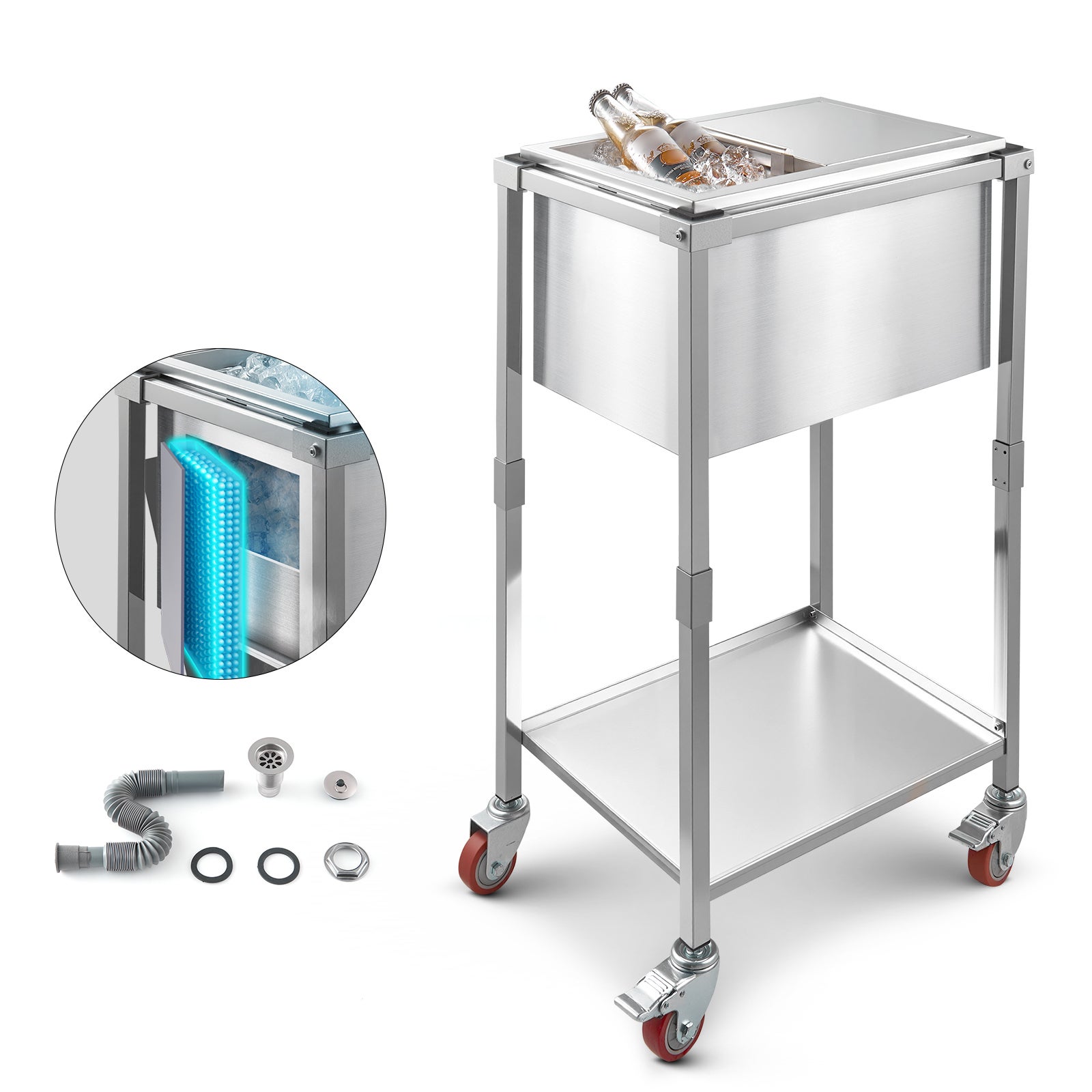 Glacière à Roulettes 57 Litres - Avec Ouvre-bouteille Et Robinet - Idéale Fêtes Et événements