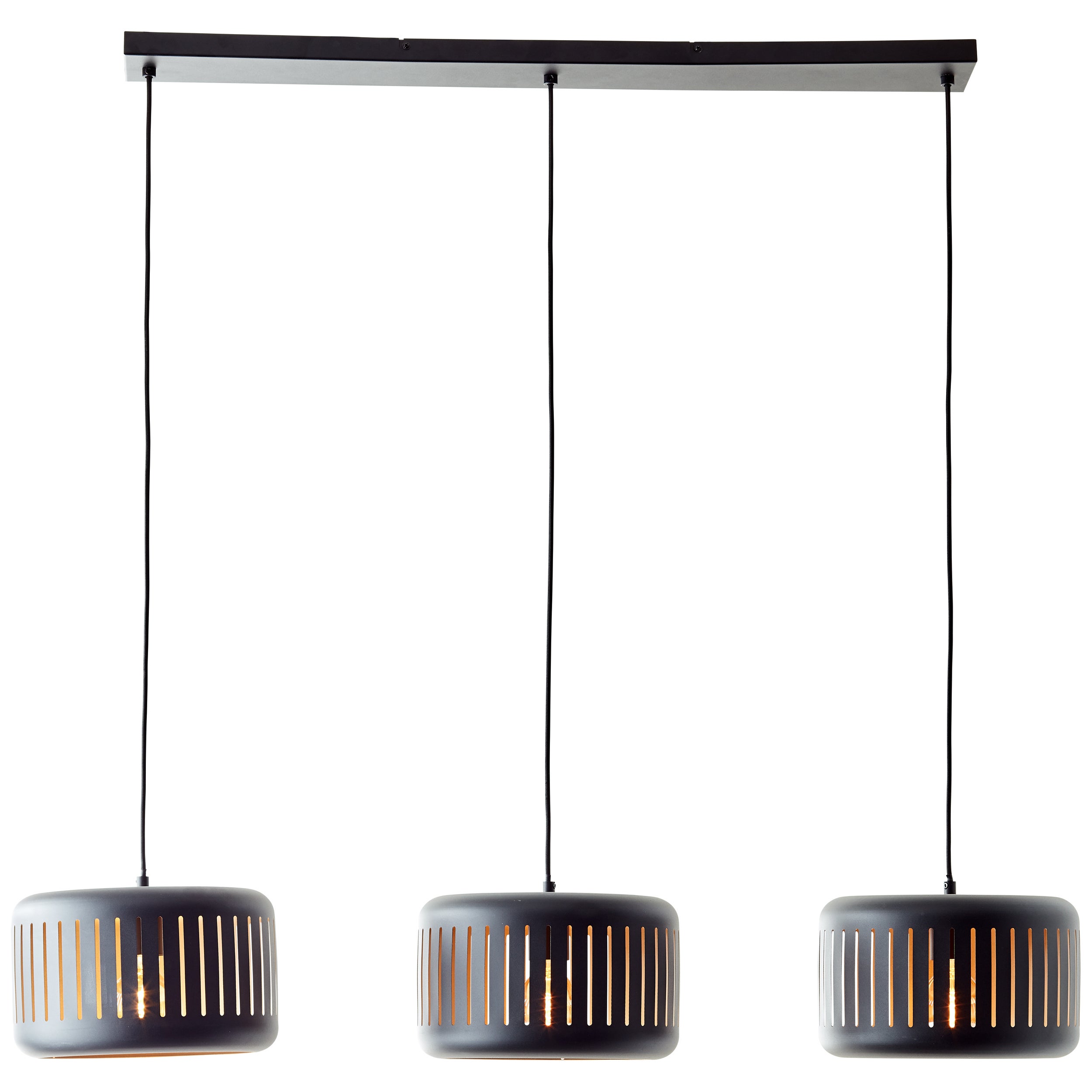 Brilliant Lampa wisząca 3-punktowa Tyas czarny/złoty metal/czarne drewno 3x A60, E27, 60 W