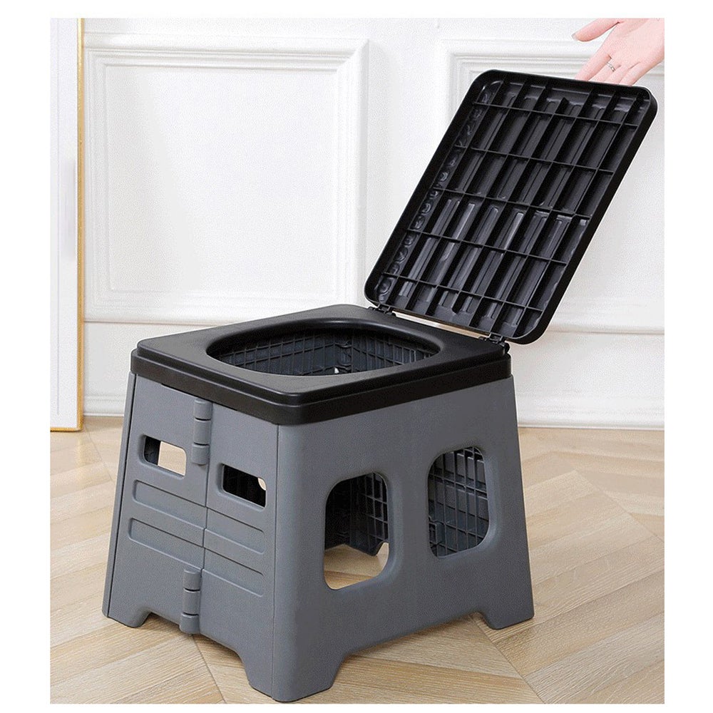 Voyage extérieur voiture wc portable avec couvercle dissiper goût toilette camping pliable wc portant 150KG gris - 3