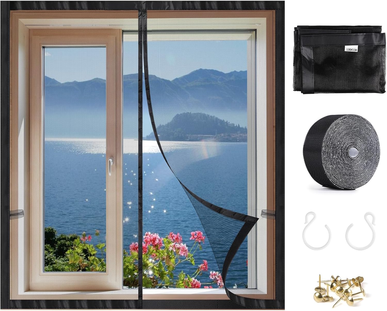 Moustiquaire pour Fenêtre 120x130cm, Cadre 4cm, Double Ouverture vers l — free download