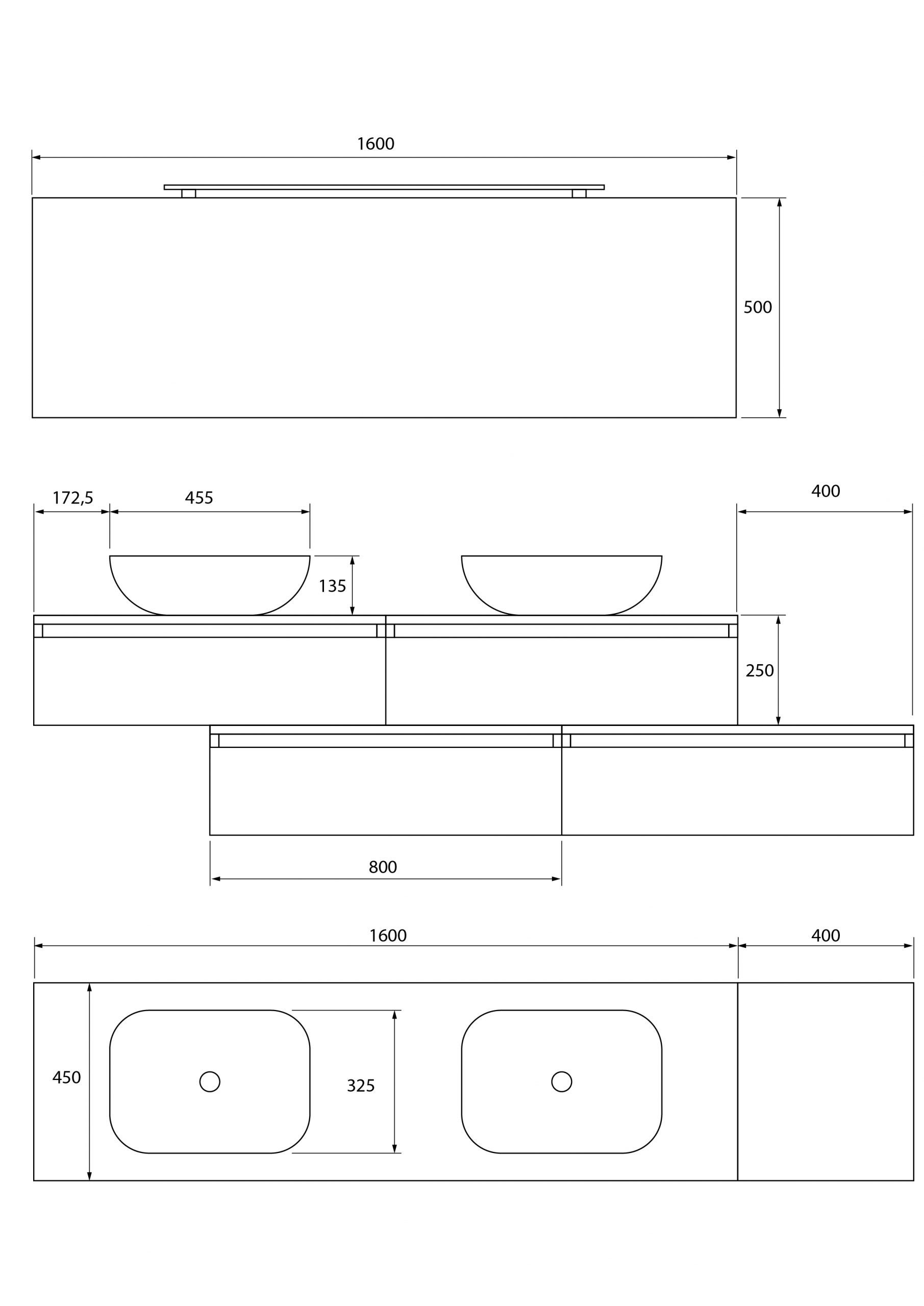 Pack Meuble Salle de Bain Avantarea avec vasque + miroir + spot LED SANCY Bardolino chêne 160CM - 4