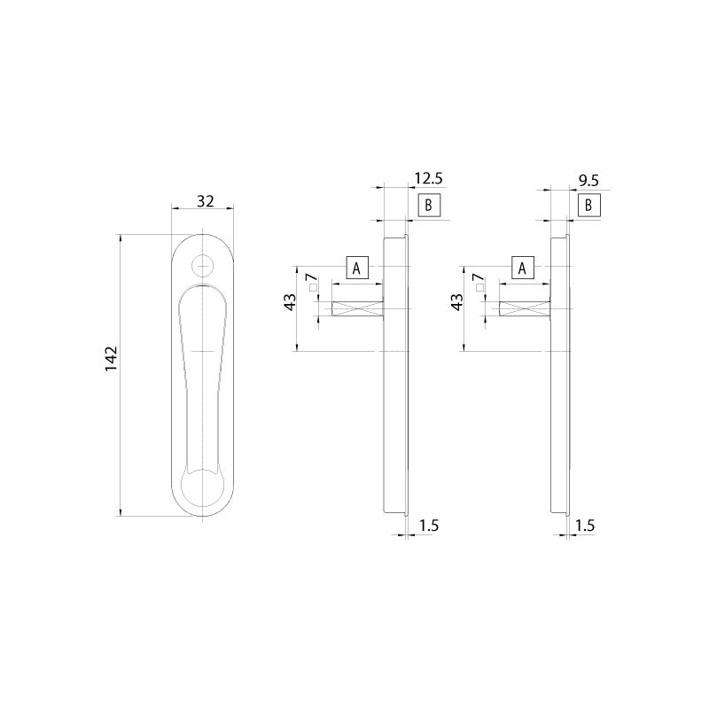 Poignée cuvette escamotable pop-up - Profondeur (mm) : 11 - Finition : Blanc RAL9016 - Carré (mm) : 7x21 - ROTO - 3