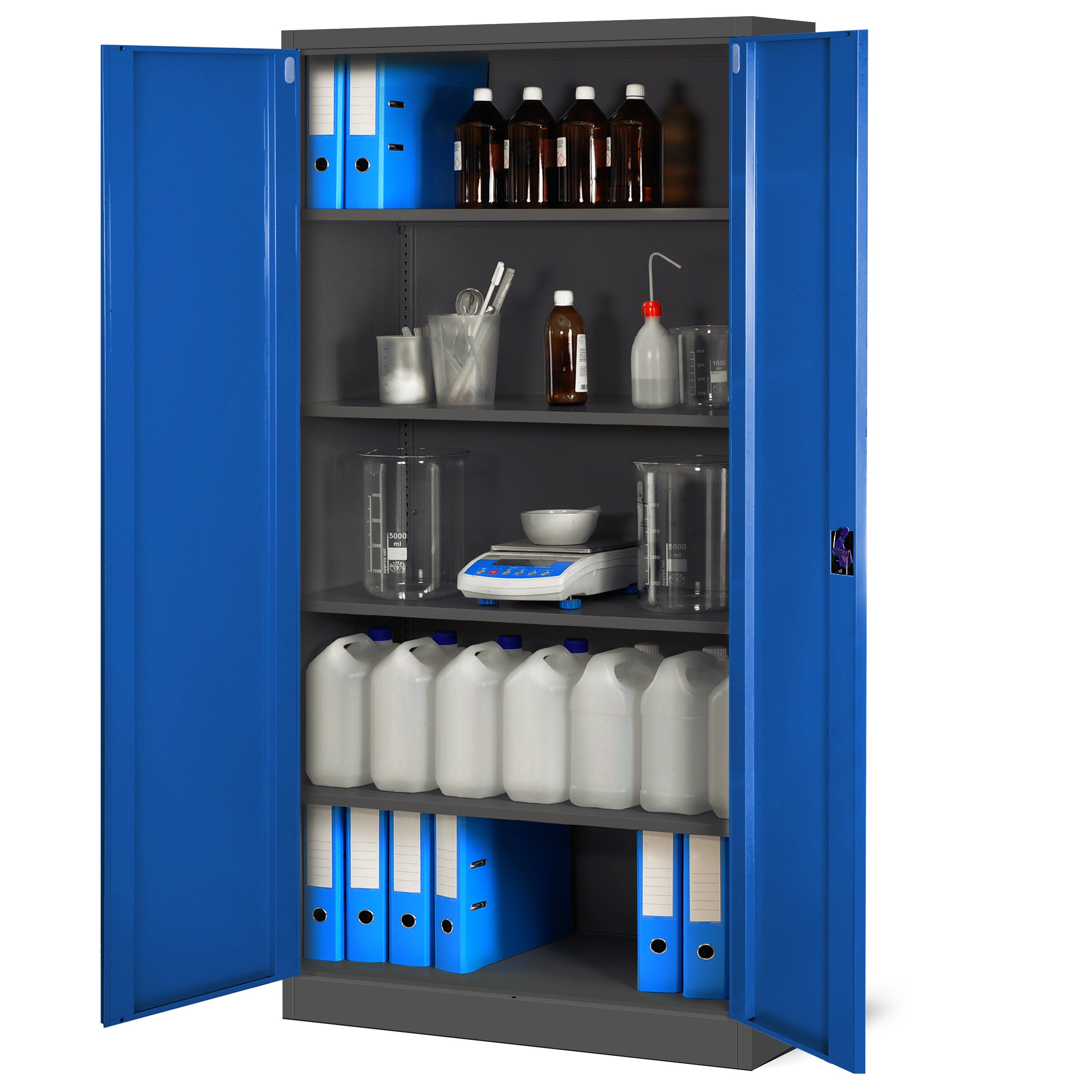 Armoire de Bureau de Rangement Métallique 4 étagères réglables 195 cm x 90 cm x 40 cm Anthracite-Bleu - 5