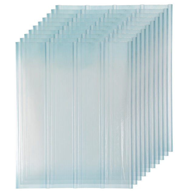 Tôle de toiture translucide en polyester ondulé, L : 1,2 m - L : 90 cm, épaisseur 2 mm, translucide, 10 pièces