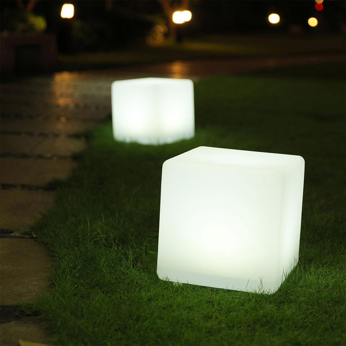 Cube solaire lumineux multicolore CASY Blanc Plastique H30cm - 2