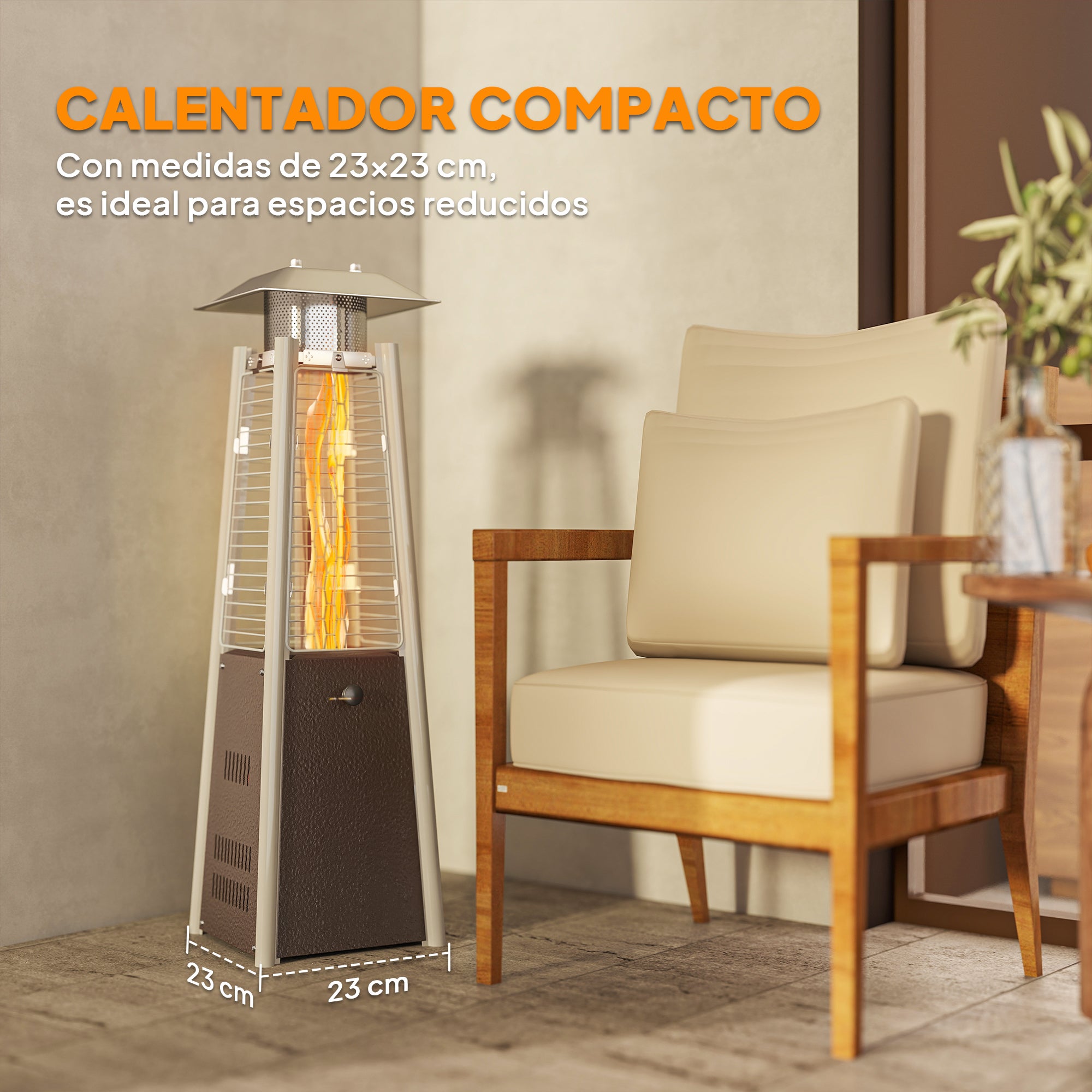 Estufa Gas Exterior Outsunny Aluminio, Acero Inoxidable Bronce 23x23x89 cm 842-393V40DR - 4