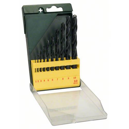 Bosch Home and Garden 2607019442 Set Misto, 10 Punte, Metallo HSS-R, Nero, 1-10 mm