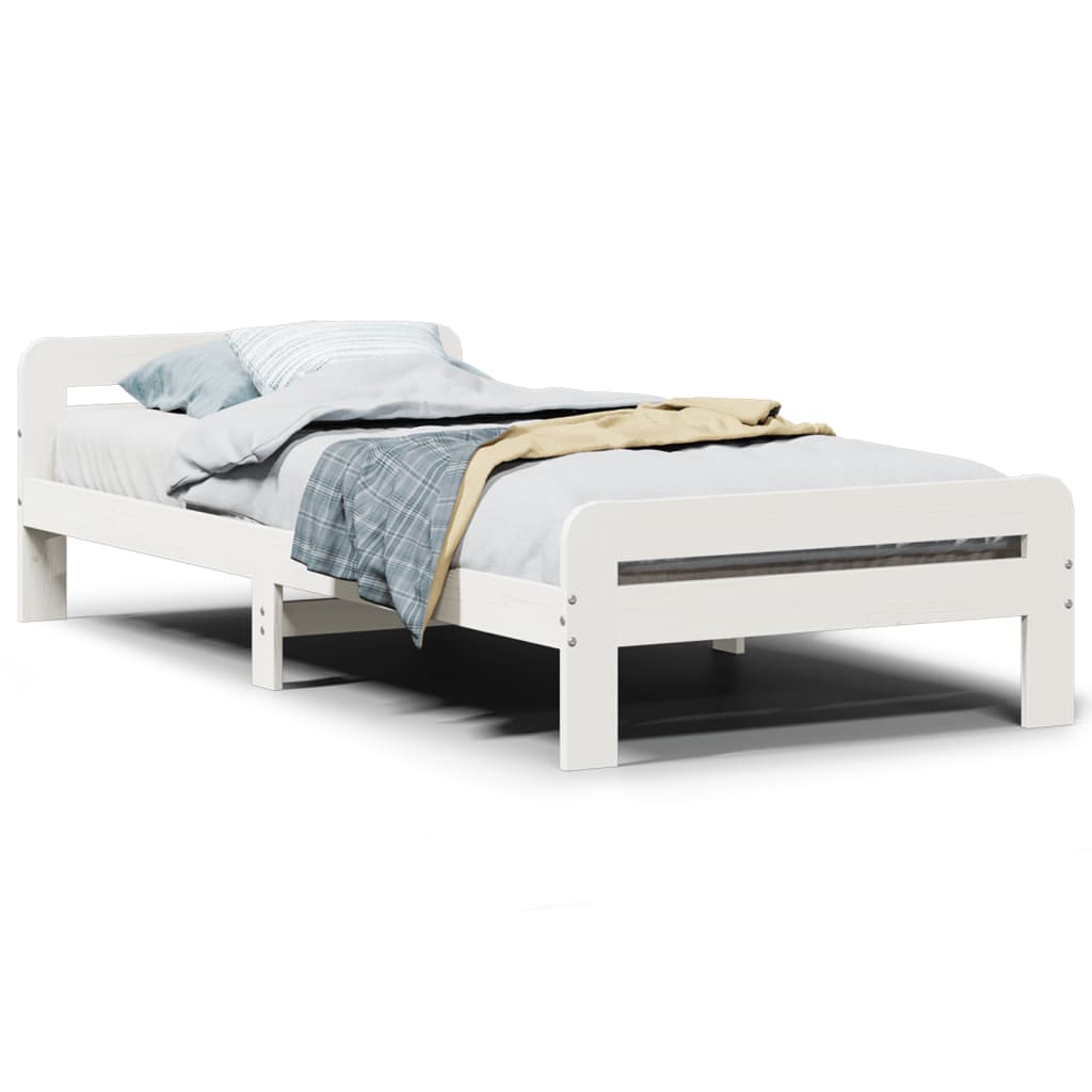 Lit Superposé En Pin Massif Blanc 75x190 Cm - Sans Matelas, Avec Garde-corps - Idéal Pour Chambre D'enfant Ou Espace Limité - 4