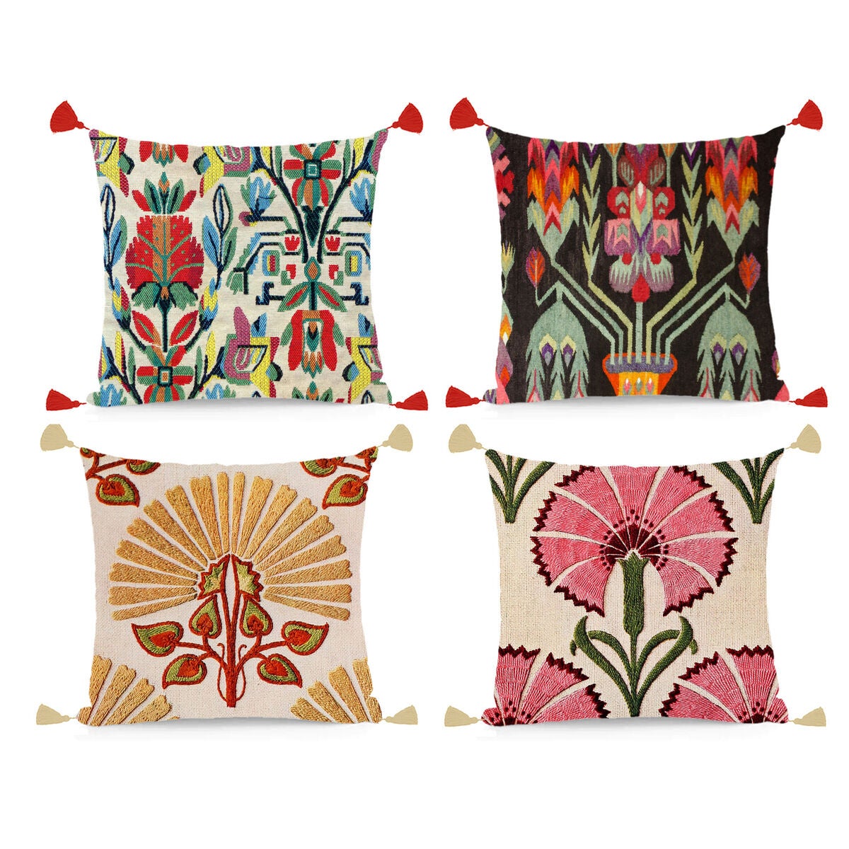 Housse de coussin DKD Home Decor 60 x 1 x 40 cm Multicouleur Frange