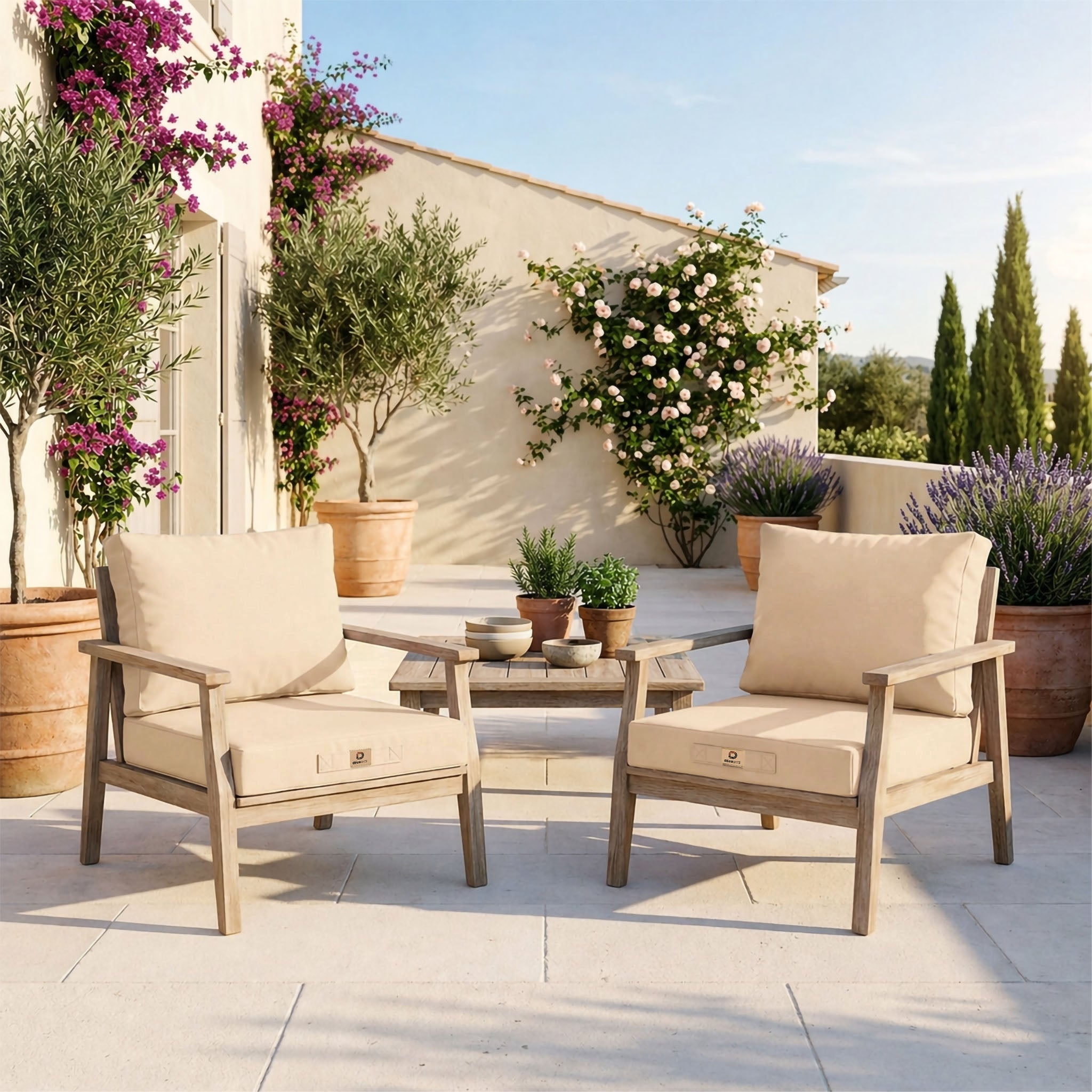 Coussins pour salon de jardin déhoussable 50x60cm Beige - 2