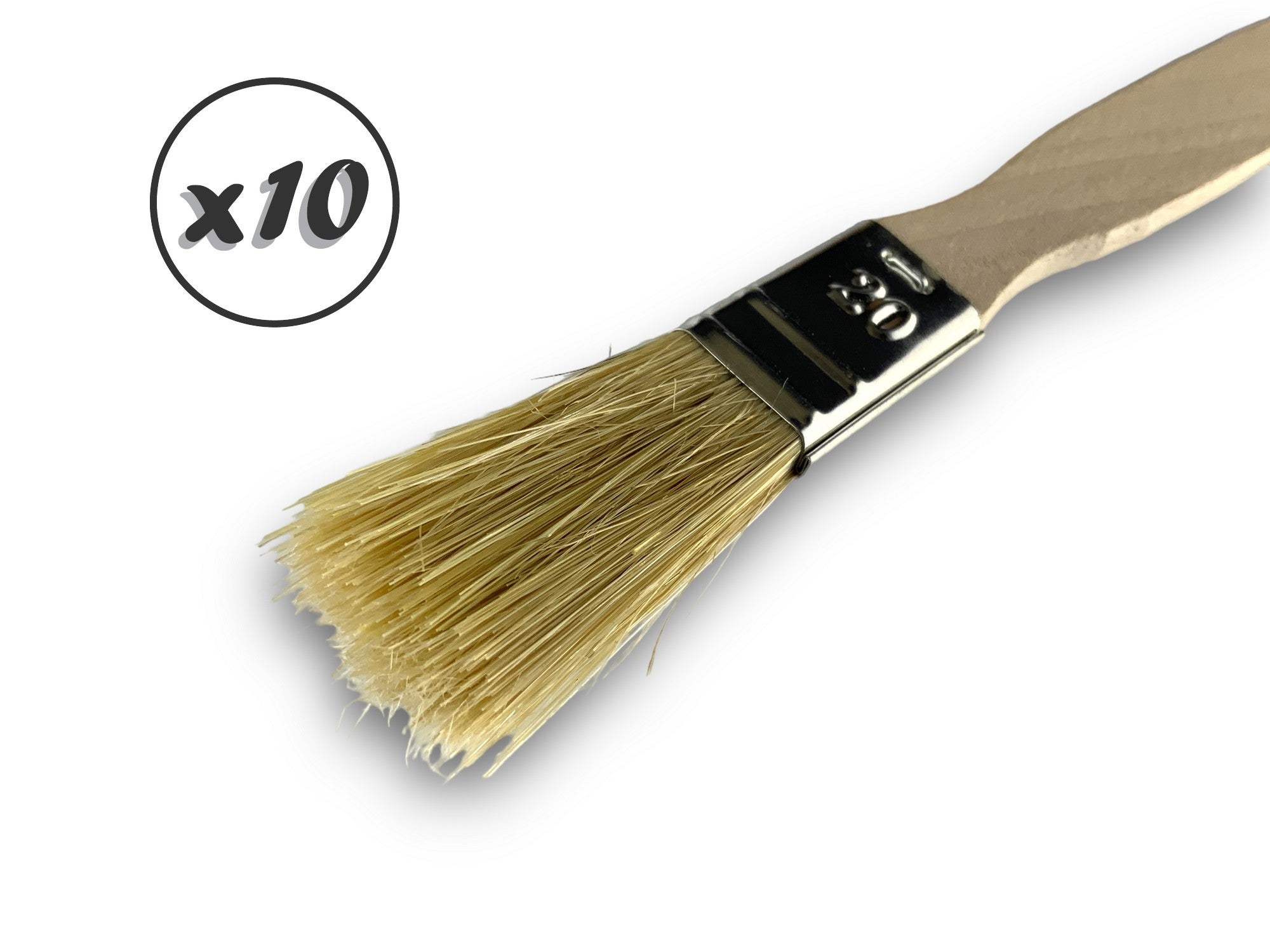 Lot de 10 pinceaux queue de morue | Soie blanche | Largeur 20 mm | Epaisseur simple tous types de travaux | - 2