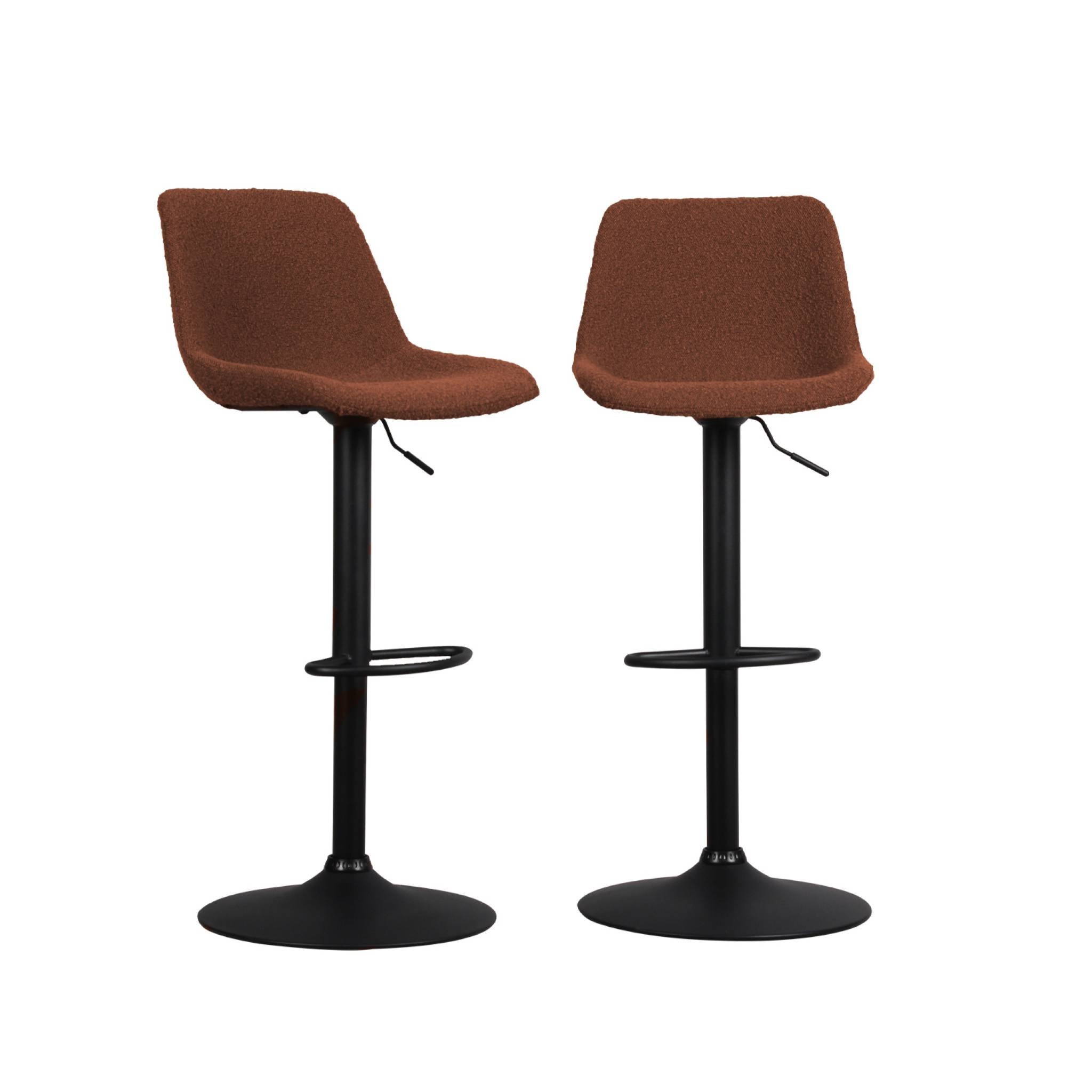 Taburete de bar regulable con rizo texturizado, set de 2, Noah, Terra