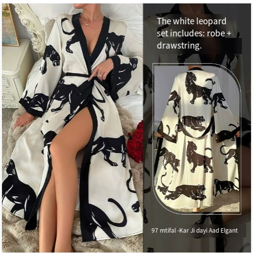 Peignoir de bain kimono en satin et soie pour femme