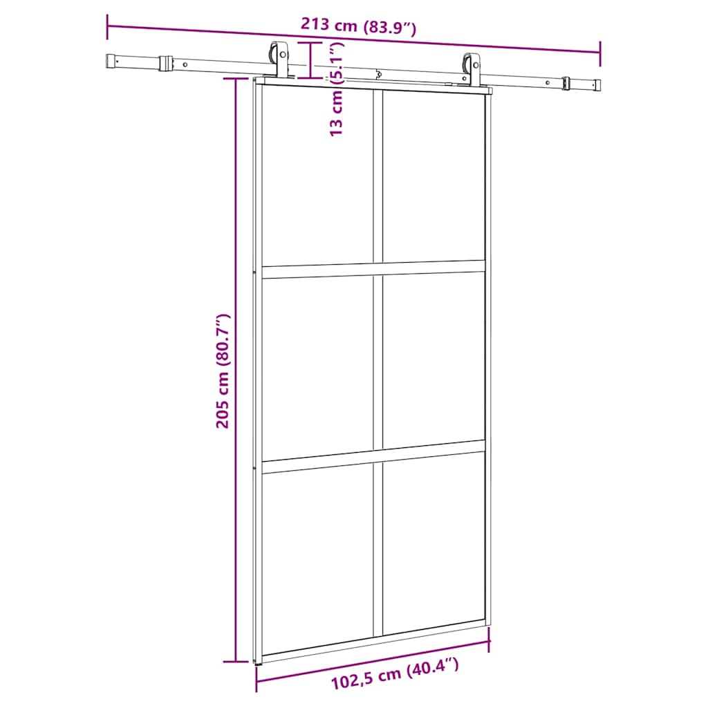 Puerta corredera herrajes negro 102,5x205 cm vidrio templado vidaXL - 3