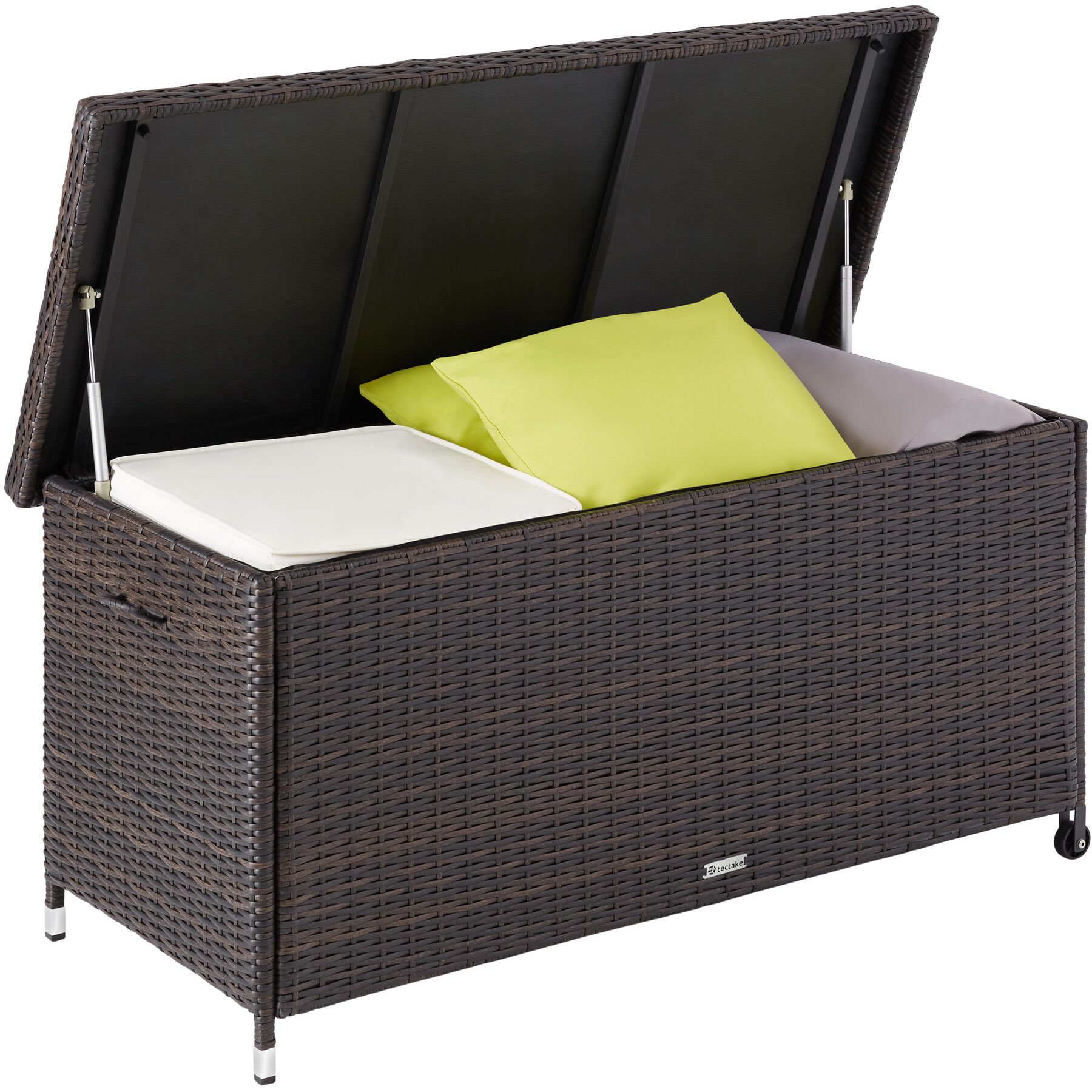 Tectake Coffre de jardin KIRUNA en rotin synthétique 120x55x61,5cm 270 L - marron - 2