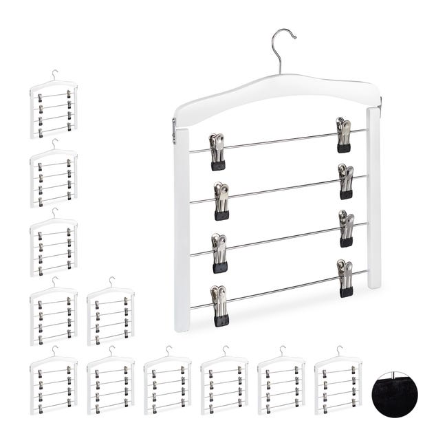 Lot De 12 Cintres POLMART En Métal Avec Clips Réglables - Gain De Place 35cm, Antidérapants Pour Pantalons, Jupes Et Vêtements
