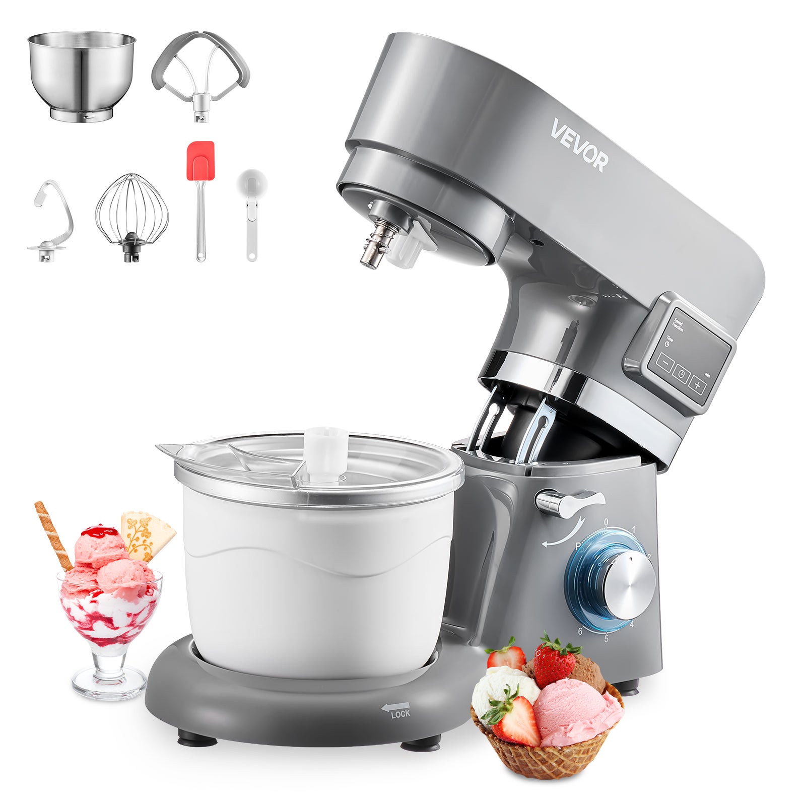 Maszyna do lodow domowa VEVOR 1.8 QT 1400 W wielofunkcyjna do deserow i ciasta
