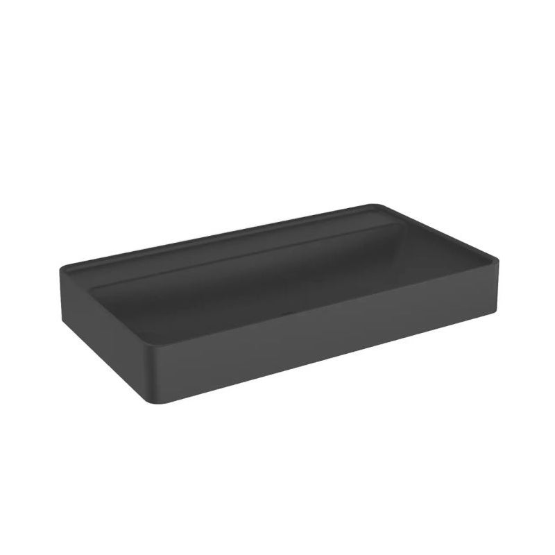 Umywalka wpuszczana VIBE 80 cm czarny mat kwarcowa bez otwor