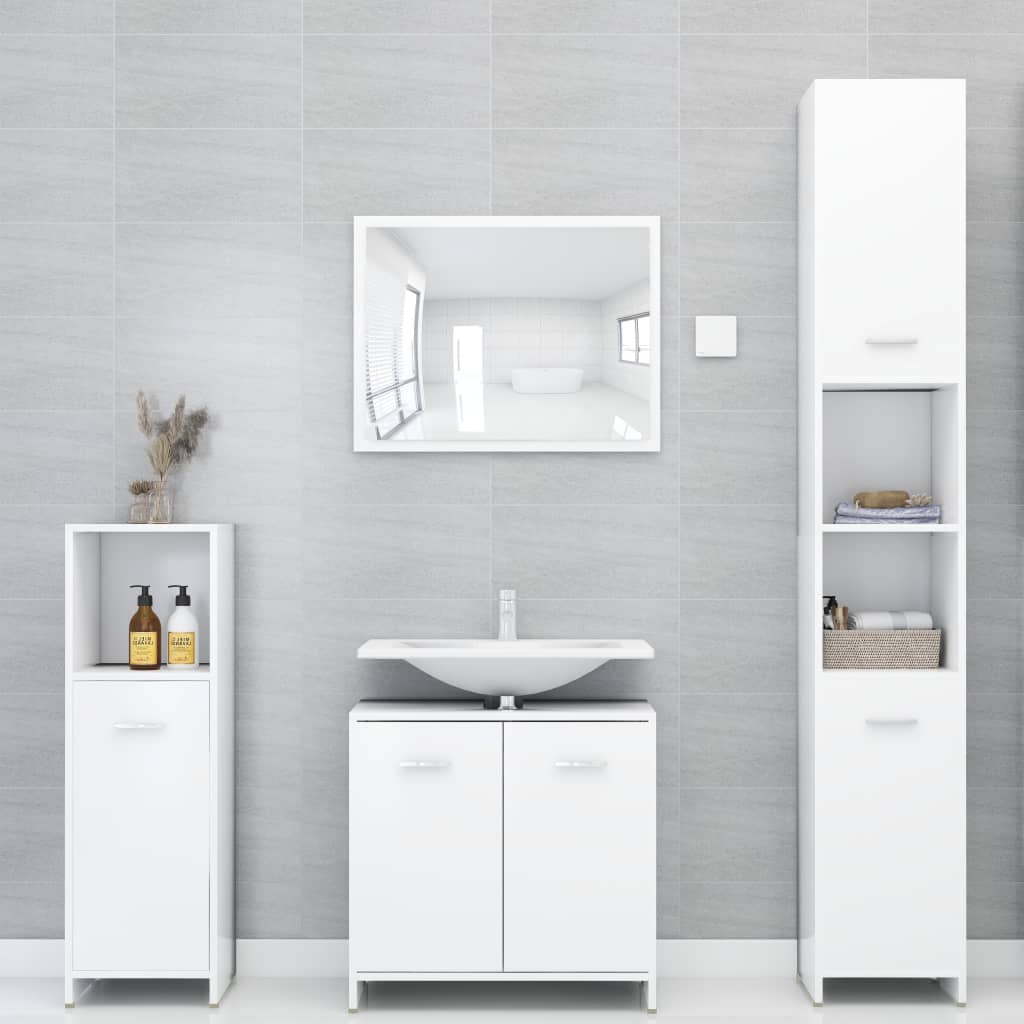 vidaXL Armadio da Bagno Bianco 30x30x95 cm in Legno Multistrato - 7