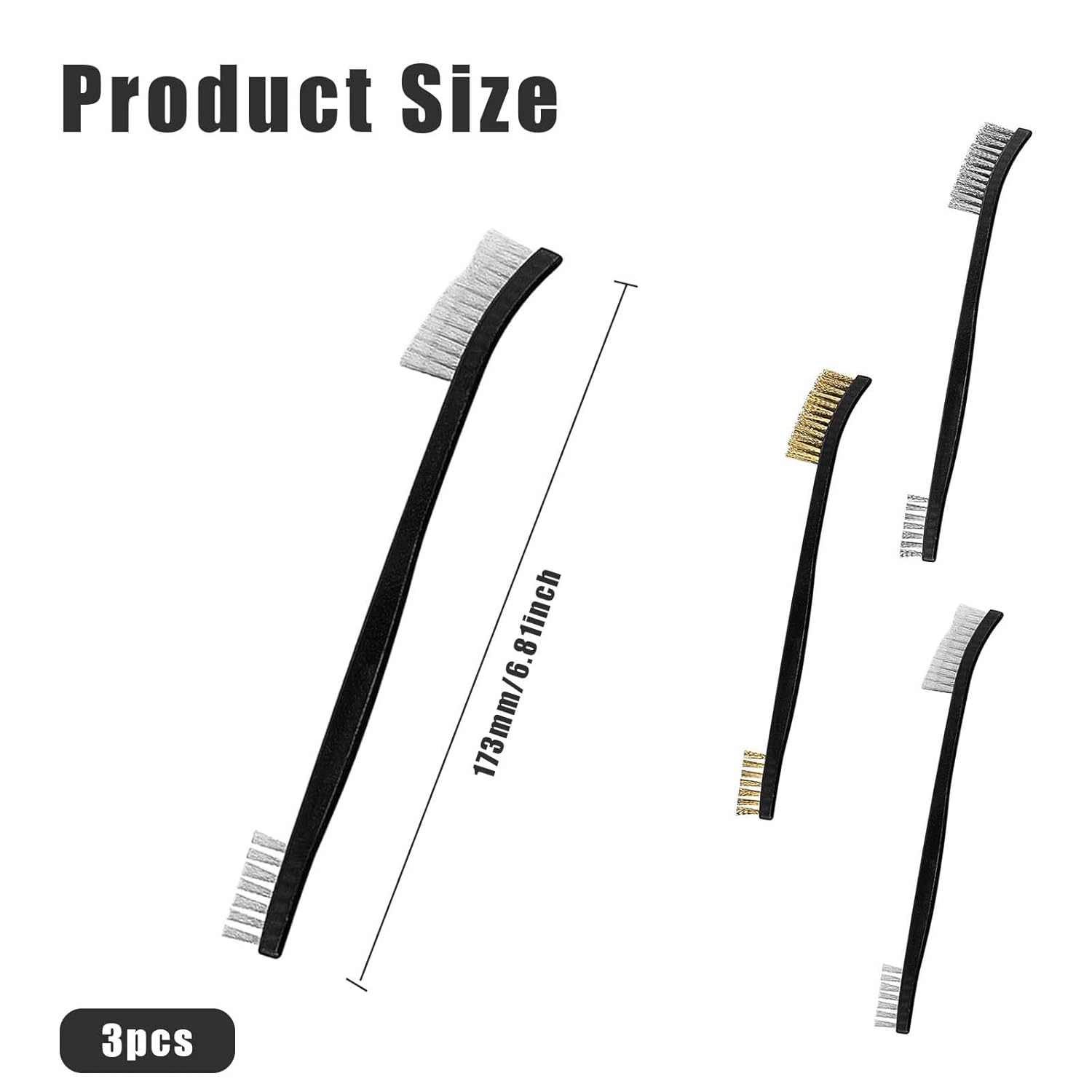 Brosses Métalliques, 3 Pcs Brosses Métalliques, Brosse Acier Inoxydable, Brosse de Nettoyage de Fil pour Évier, Soudure, Nettoyer Four, Rouille - 2