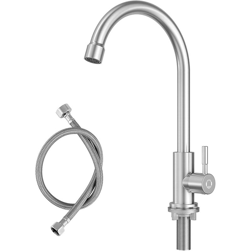 uniwersalna bateria kuchenna ze stali nierdzewnej, obrotowa bateria zlewozmywakowa 360°, chrom, swobodny wybór zimnej i ciepłej wody