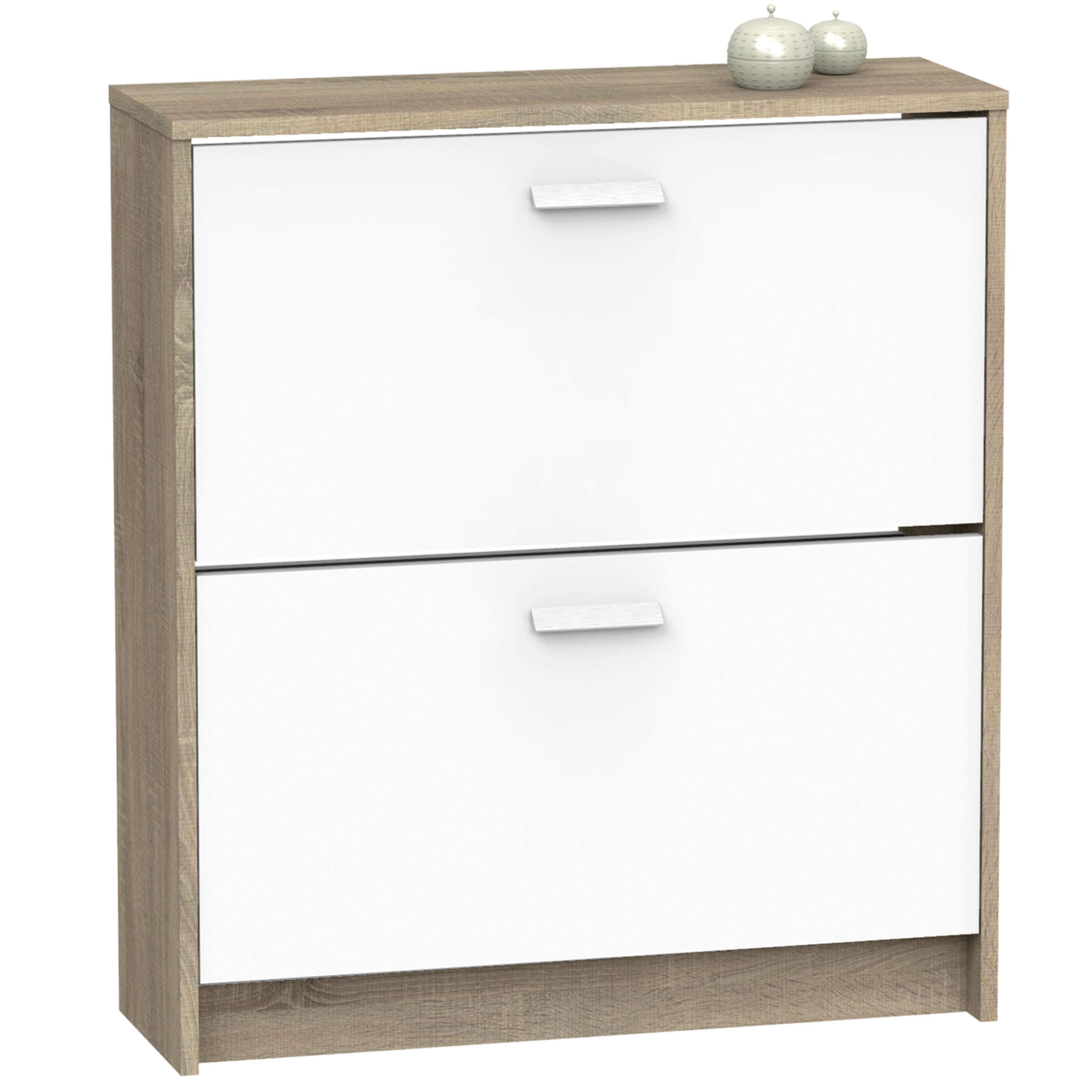 Muebles Pitarch  Mueble Zapatero 2 Puertas Tibet Roble Cambrian Y 74 Cm Blanco , Leroy Merlin