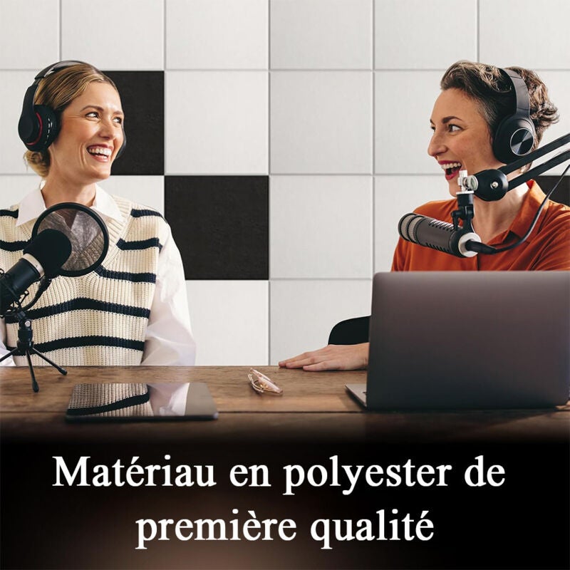 12 paneles acústicos cuadrados - Cancelación de eco - para estudios, oficinas, hogares - 30 x 30 cm - Blanco - 3