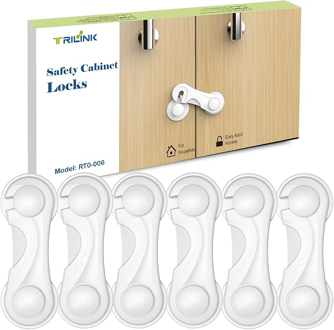 Sécurité Enfant - 8 Bloque-Porte Sans Percage - Verrous Pour Armoires, Frigo, Tiroirs - Protection Bébé Blanc